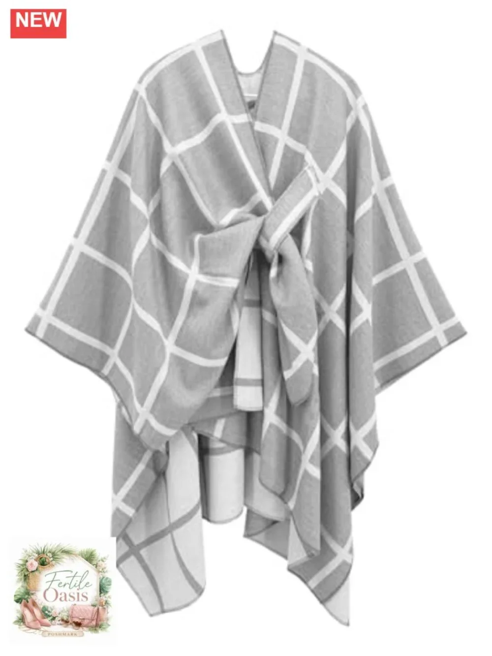 Reversible Shawl Wrap Poncho Cape for Women, Soft Acrylic Cardigan, Travel Gift